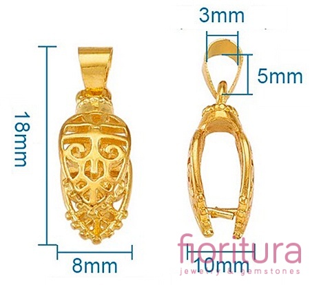KRAWATKA AŻUROWA ZACISKANA LIŚĆ 18x8x10MM KOLOR ZŁOTY