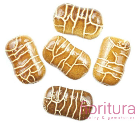 CERAMIKA Z EFEKTEM SPĘKANIA PROSTOKĄT 20x30MM KOLOR BRĄZOWY