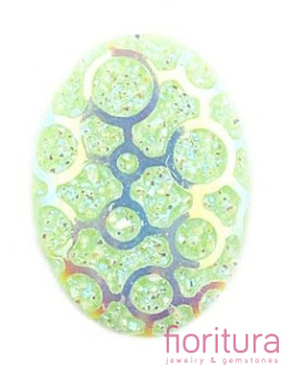 KABOSZON AKRYLOWY OWAL 25x18MM KOLOR GREEN AB