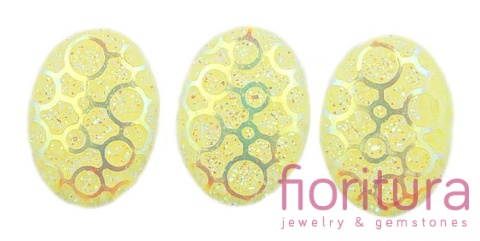 KABOSZON AKRYLOWY OWAL 25x18MM KOLOR YELLOW AB