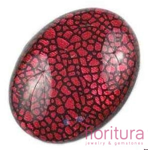 KABOSZON AKRYLOWY OWAL 30x40MM KOLOR CZERWONY