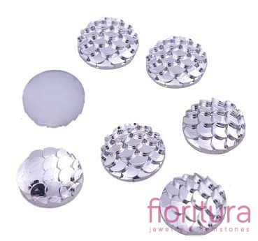 KABOSZON AKRYLOWY WZÓR RYBIEJ ŁUSKI 10,5x2MM KOLOR SILVER GREY