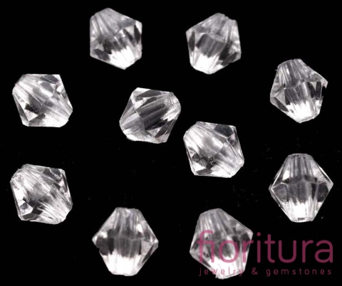 KORALIKI AKRYLOWE BICON 5MM KOLOR CRYSTAL TRANSPARENT