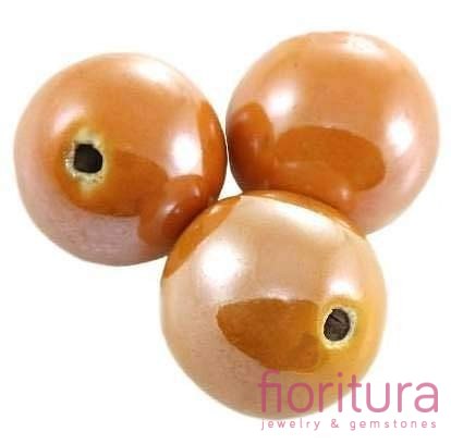 CERAMIKA Z POŁYSKIEM KULA 20MM KOLOR JASNY BRĄZ