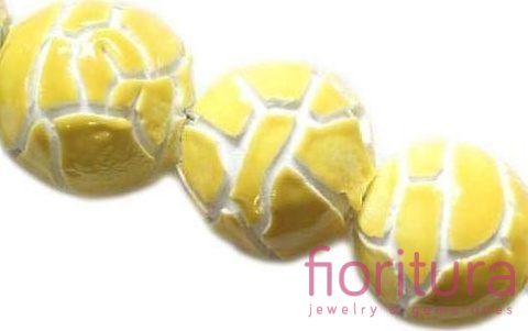 CERAMIKA Z EFEKTEM SPĘKANIA KULA 19MM KOLOR ŻÓŁTY