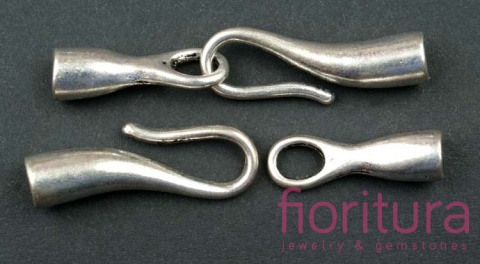 ZAPIĘCIE HAK Z KOŃCÓWKAMI DO WKLEJANIA 31x11x7MM KOLOR SREBRNY