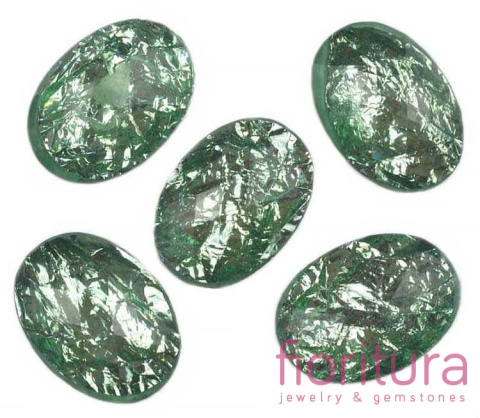 KABOSZON AKRYLOWY FASETOWANY OWAL 17x24MM KOLOR ZIELONY