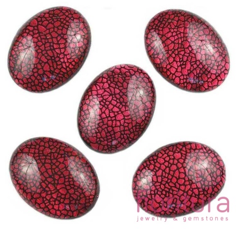 KABOSZON AKRYLOWY OWAL 30x40MM KOLOR CZERWONY