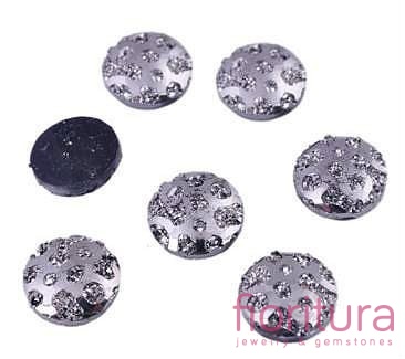 KABOSZON AKRYLOWY Z BROKATOWYMI KROPKAMI KOŁO 10,5x2MM KOLOR DARK GREY