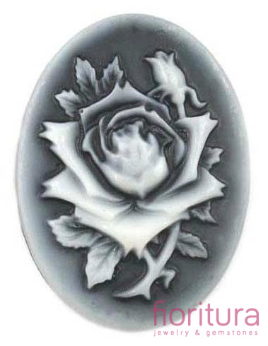 KABOSZON Z ŻYWICY KAMEA OWAL 30x40MM KOLOR SZARY