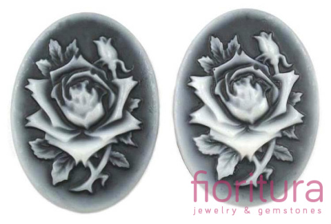 KABOSZON Z ŻYWICY KAMEA OWAL 30x40MM KOLOR SZARY