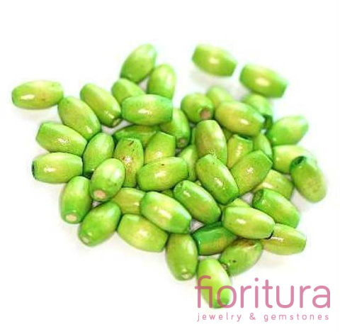 KORALIKI DREWNIANE OWAL 10x6MM KOLOR JASNY ZIELONY