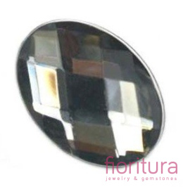 KABOSZON AKRYLOWY FASETOWANY OWAL 18x13MM KOLOR SZARY