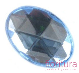 KABOSZON AKRYLOWY FASETOWANY OWAL 17x25MM KOLOR NIEBIESKI