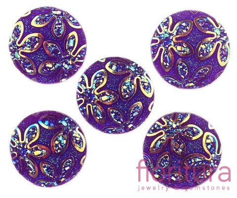 KABOSZON AKRYLOWY Z BROKATEM KOŁO 18MM KOLOR PURPLE AB