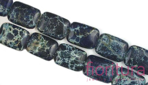 KAMIEŃ NATURALNY JASPIS IMPRESJA GRANATOWY PROSTOKĄT 20x16MM