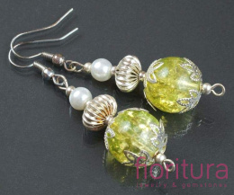 KOLCZYKI SZKŁO CRACKLE ZIELEŃ