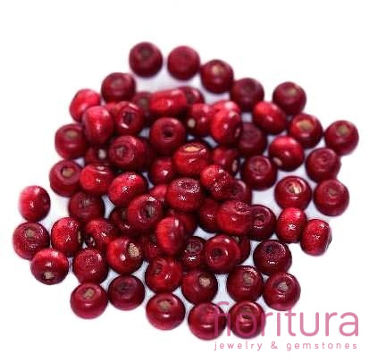 KORALIKI DREWNIANE KULA 6MM KOLOR BURGUNDOWY