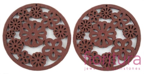 KORALIKI DREWNIANE ZAWIESZKA ASTRY 50MM KOLOR BRĄZOWY