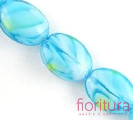 KORALIKI SZKLANE OWAL OK.12x9MM KOLOR AQUAMERINE BLUE