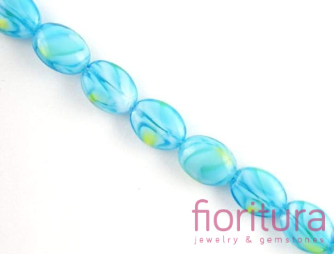 KORALIKI SZKLANE OWAL OK.12x9MM KOLOR AQUAMERINE BLUE