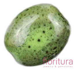 CERAMIKA NAKRAPIANA OWAL PŁASKI 20x16MM KOLOR ZIELONY