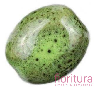 CERAMIKA NAKRAPIANA OWAL PŁASKI 20x16MM KOLOR ZIELONY