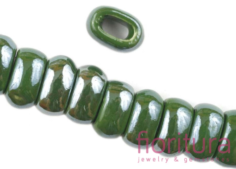 PRZEKŁADKA CERAMICZNA OWAL 19x9MM KOLOR CIEMNA ZIELEŃ