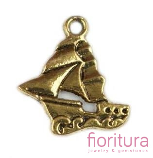 ZAWIESZKA ŻAGLOWIEC 18x17MM KOLOR STARE ZŁOTO