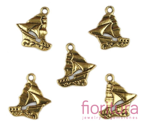 ZAWIESZKA ŻAGLOWIEC 18x17MM KOLOR STARE ZŁOTO