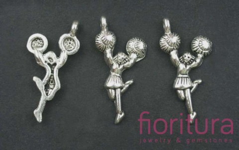 ZAWIESZKA CHEERLEADERKA 34x18MM KOLOR STARE SREBRO