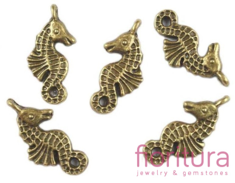 ZAWIESZKA KONIK MORSKI 23x12MM KOLOR STARE ZŁOTO
