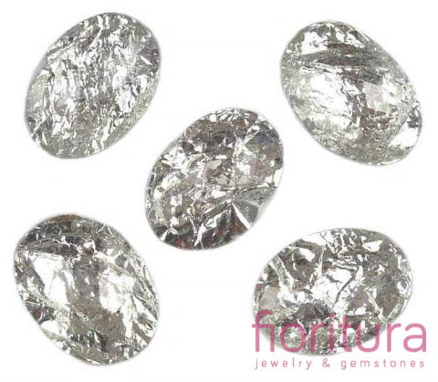 KABOSZON AKRYLOWY FASETOWANY OWAL 17x24MM KOLOR SREBRNY