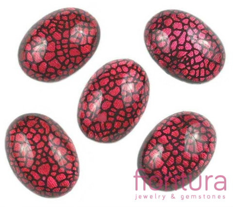 KABOSZON AKRYLOWY OWAL 18x25MM KOLOR CZERWONY