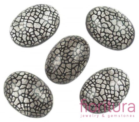 KABOSZON AKRYLOWY OWAL 18x25MM KOLOR SREBRNY