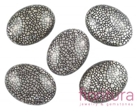 KABOSZON AKRYLOWY OWAL 30x40MM KOLOR SREBRNY