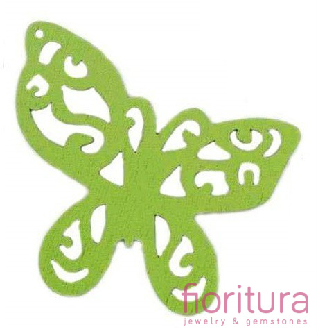 KORALIKI DREWNIANE ZAWIESZKA MOTYL 36x54MM KOLOR ZIELONY