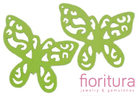 KORALIKI DREWNIANE ZAWIESZKA MOTYL 36x54MM KOLOR ZIELONY