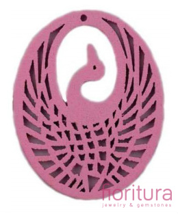 KORALIKI DREWNIANE ZAWIESZKA CZAPLA 35x44MM KOLOR RÓŻOWY