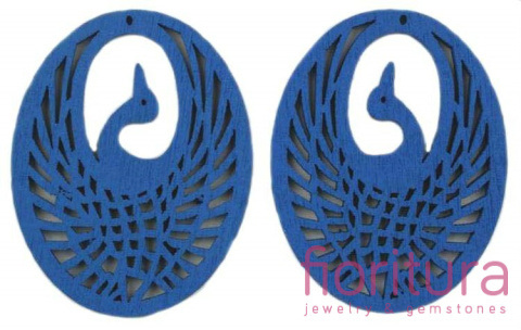 KORALIKI DREWNIANE ZAWIESZKA CZAPLA 35x44MM KOLOR NIEBIESKI