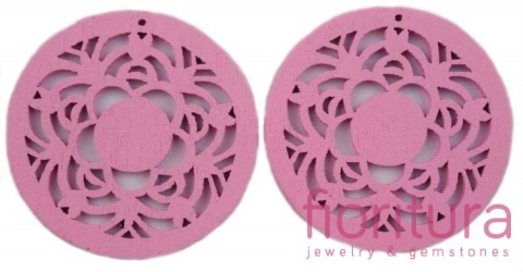 KORALIKI DREWNIANE ZAWIESZKA KOŁO 50MM KOLOR RÓŻOWY