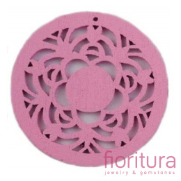 KORALIKI DREWNIANE ZAWIESZKA KOŁO 50MM KOLOR RÓŻOWY