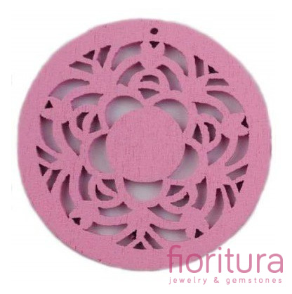 KORALIKI DREWNIANE ZAWIESZKA KOŁO 50MM KOLOR RÓŻOWY