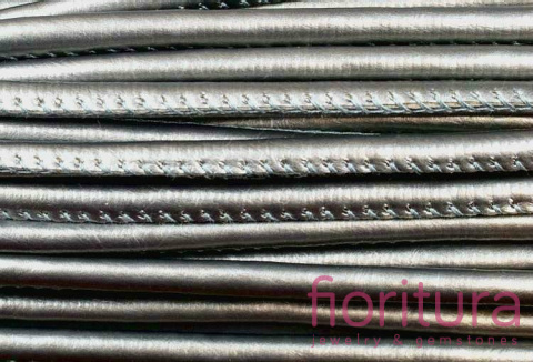 RZEMIEŃ SZYTY SKÓRA EKOLOGICZNA 6MM KOLOR ANTRACYT SATYNOWY