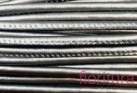 RZEMIEŃ SZYTY SKÓRA EKOLOGICZNA 6MM KOLOR ANTRACYT SATYNOWY