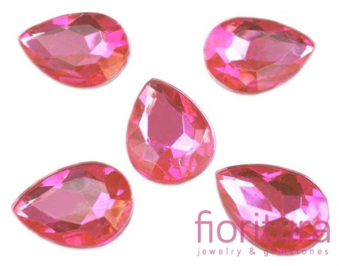 KABOSZON AKRYLOWY FASETOWANY ŁEZKA 25x18x5MM KOLOR RÓŻOWY