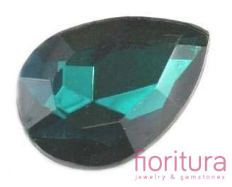 KABOSZON AKRYLOWY FASETOWANY ŁEZKA 25x18x5MM KOLOR CIEMNY ZIELONY