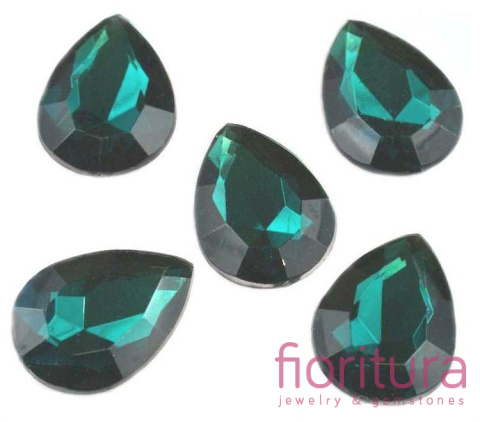 KABOSZON AKRYLOWY FASETOWANY ŁEZKA 25x18x5MM KOLOR CIEMNY ZIELONY